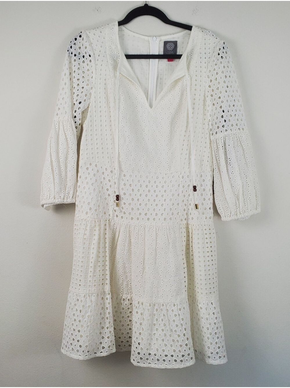 Vince Camuto White Eyelet Mini Dress Size 10 - Picture 2 of 13